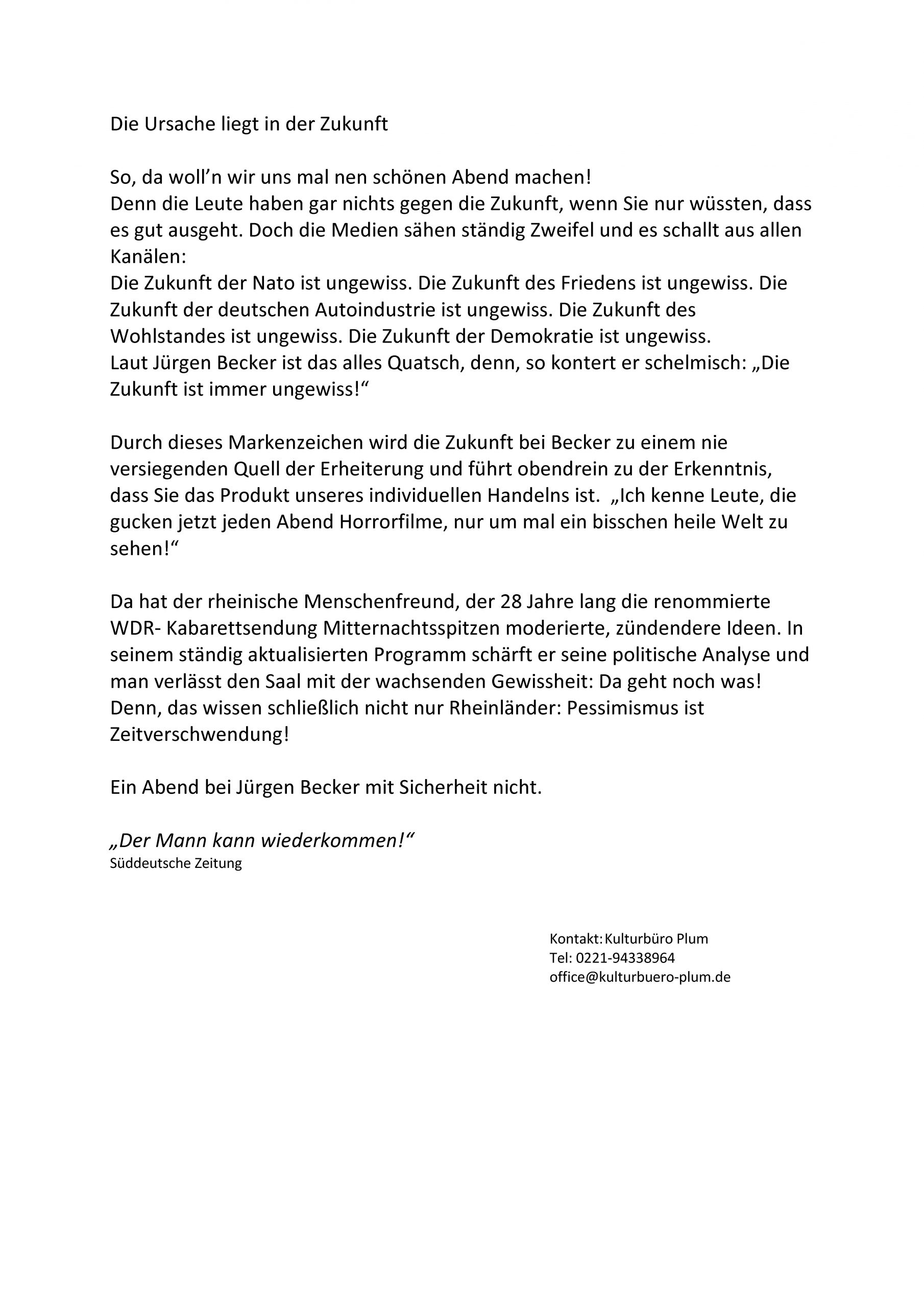 Die Ursache liegt in der Zukunft Pressetext 2026 lang